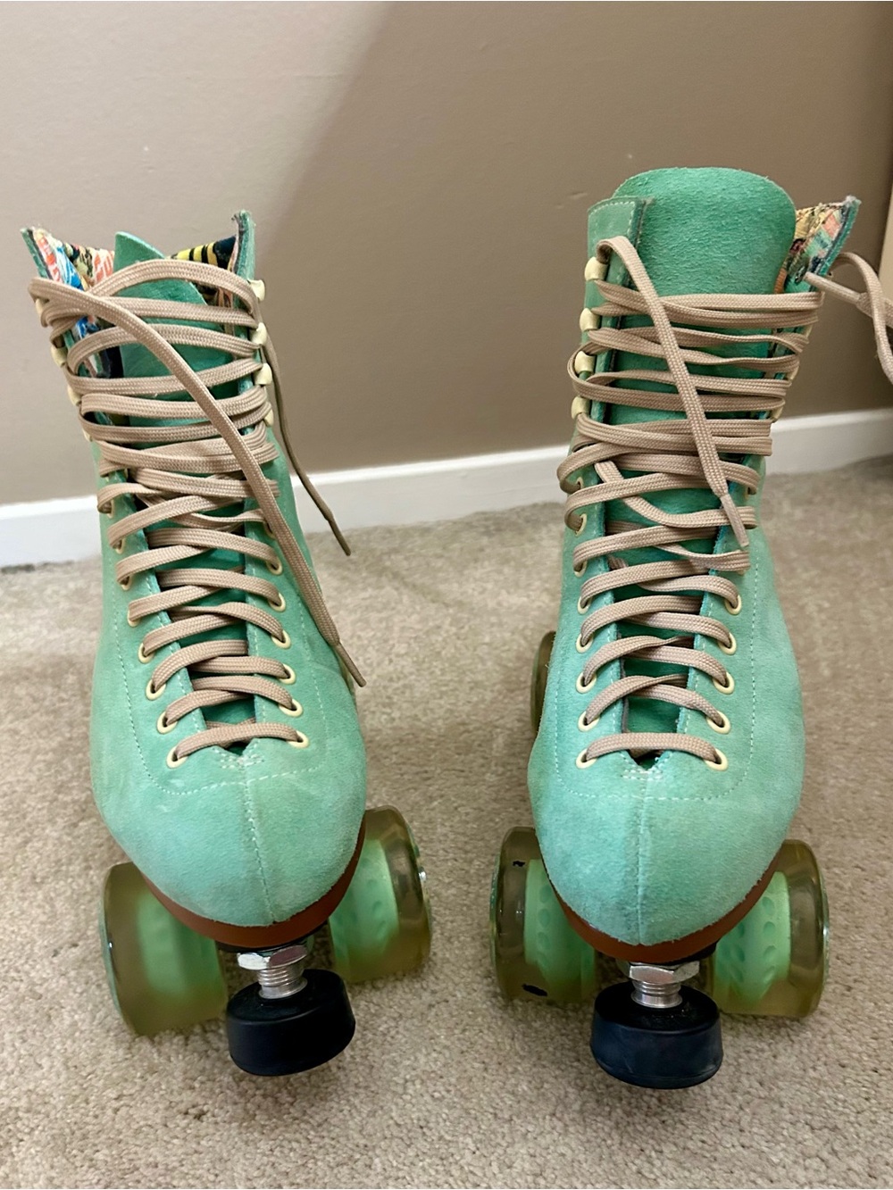 Moxi Lolly Mint Green Suede Roller Skates - Lace-Up High Top lightly used.